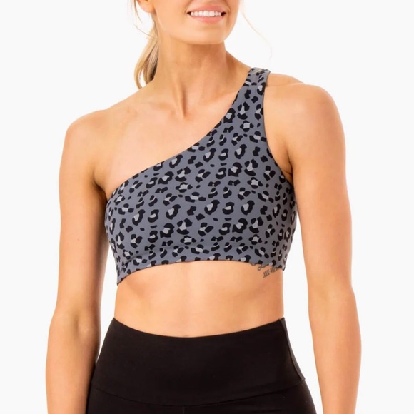 Ryderwear Other - Ryderwear One Shoulder Sports Bra, Size Small, Grey leopard color pattern